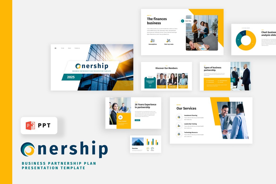 Template PowerPoint Rencana Kemitraan Bisnis Onership yang Modern dan Profesional