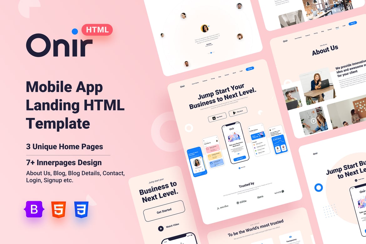 Onir - Template Website Landing Mobile App yang Menawan