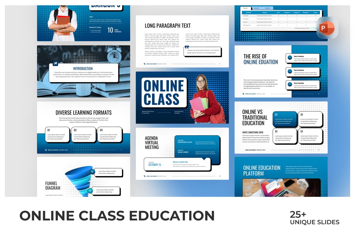 Template PowerPoint Presentasi Kelas Online yang Modern dan Menarik