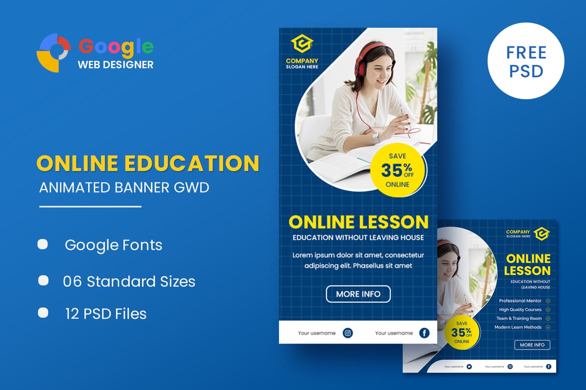 Template Website Spanduk Animasi untuk Kursus Online