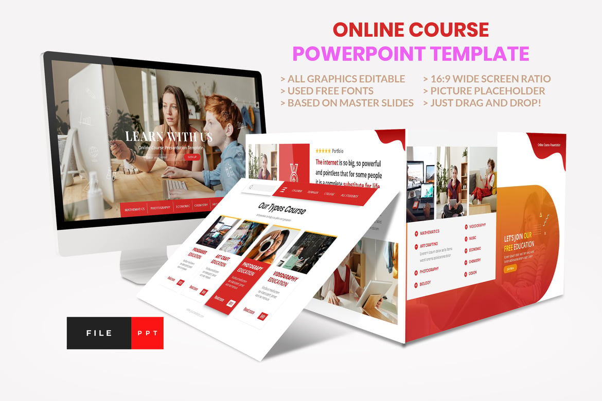 Template PowerPoint untuk Kursus Online yang Menarik dan Profesional