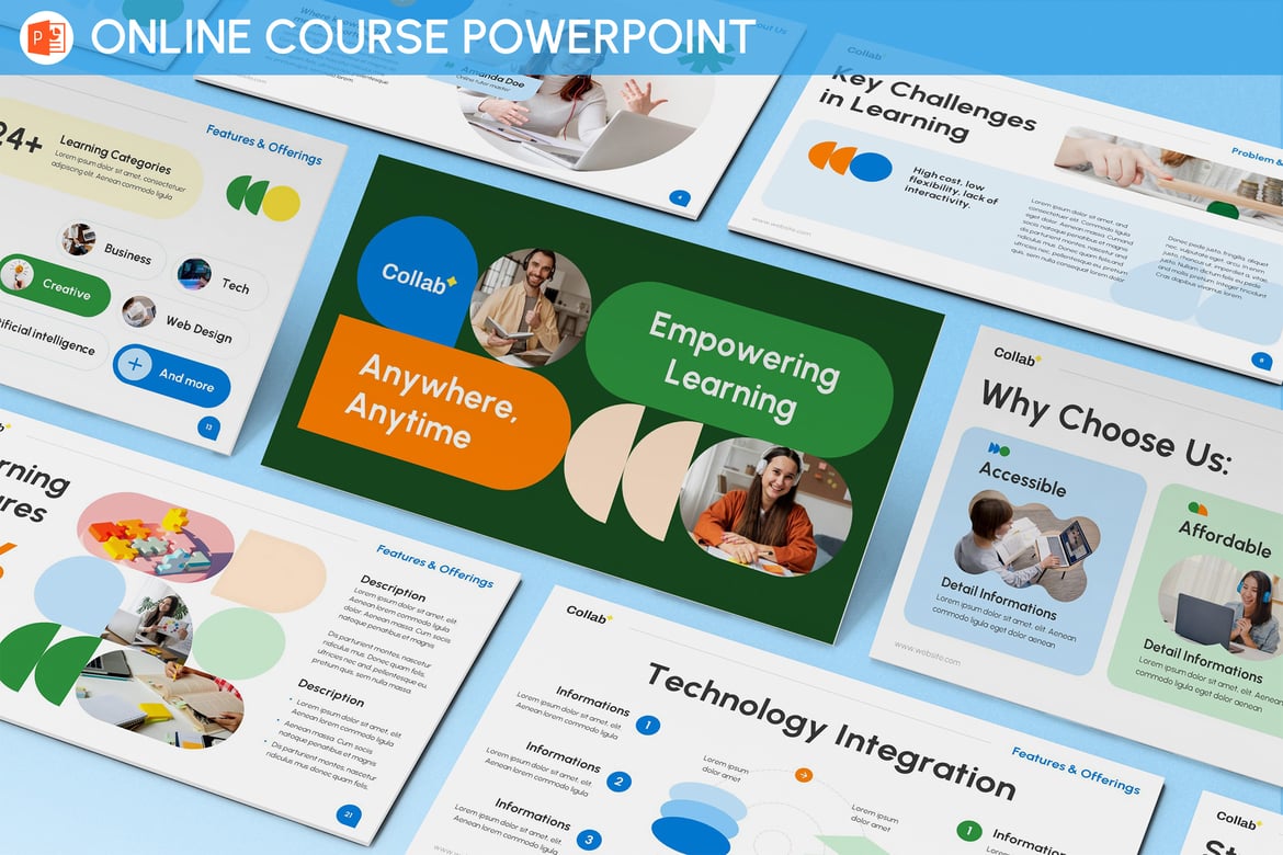 Template Presentasi PowerPoint untuk Kursus Daring yang Menarik