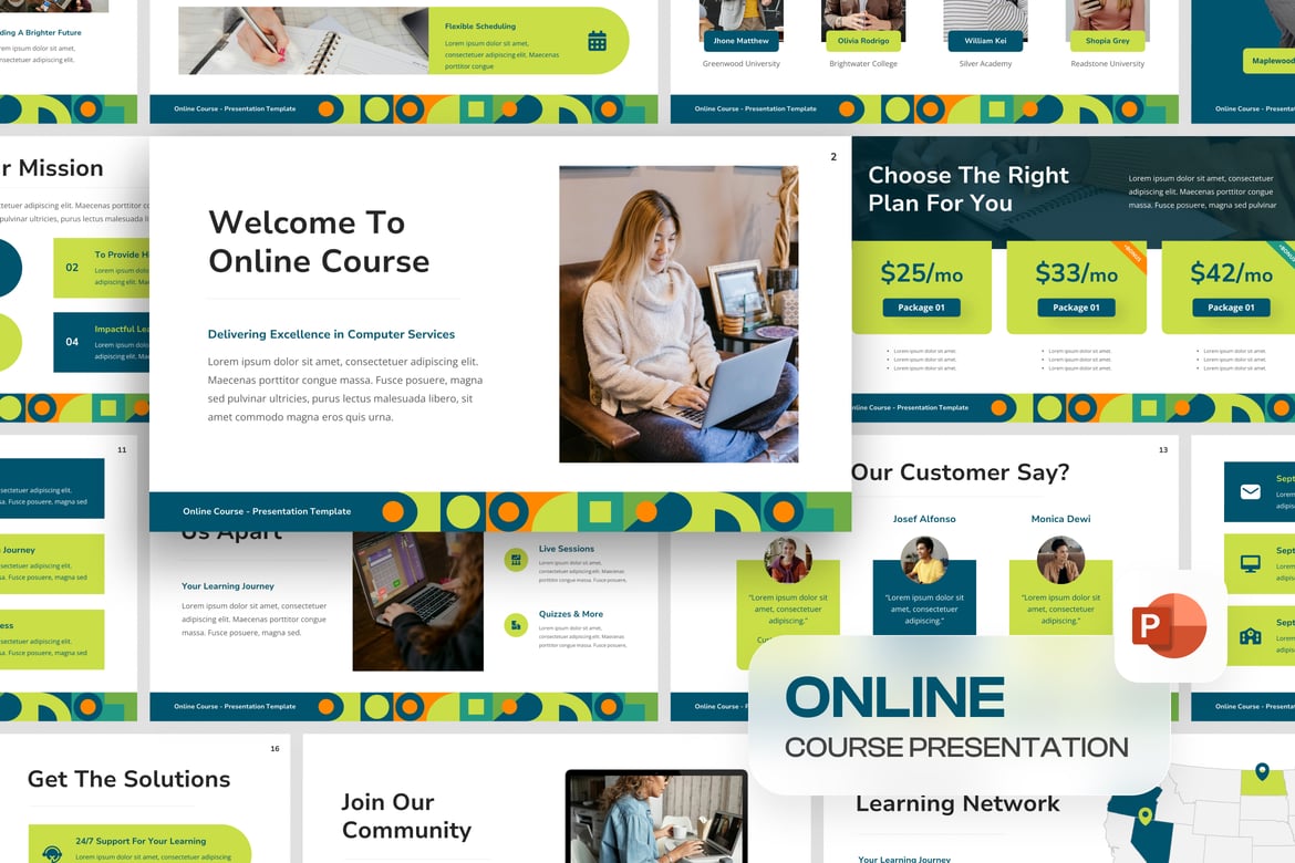 Template Presentasi PowerPoint Kreatif untuk Kursus Online