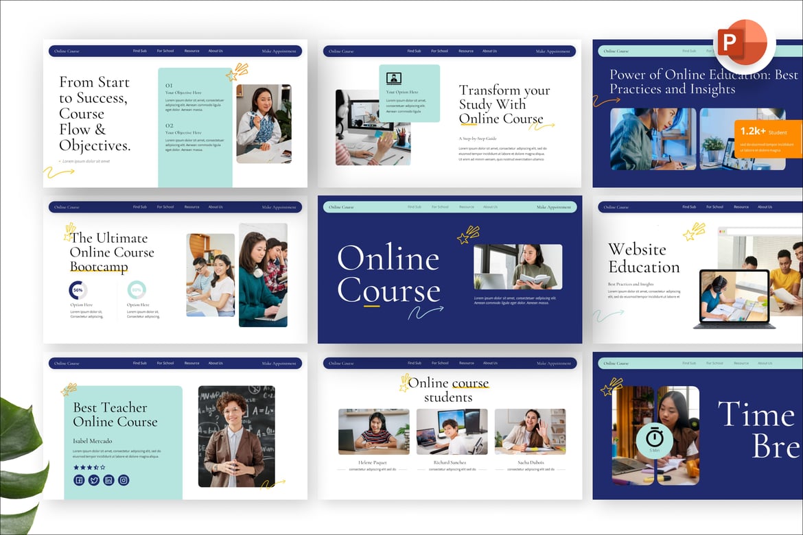 Template PowerPoint Modern untuk Kursus Daring