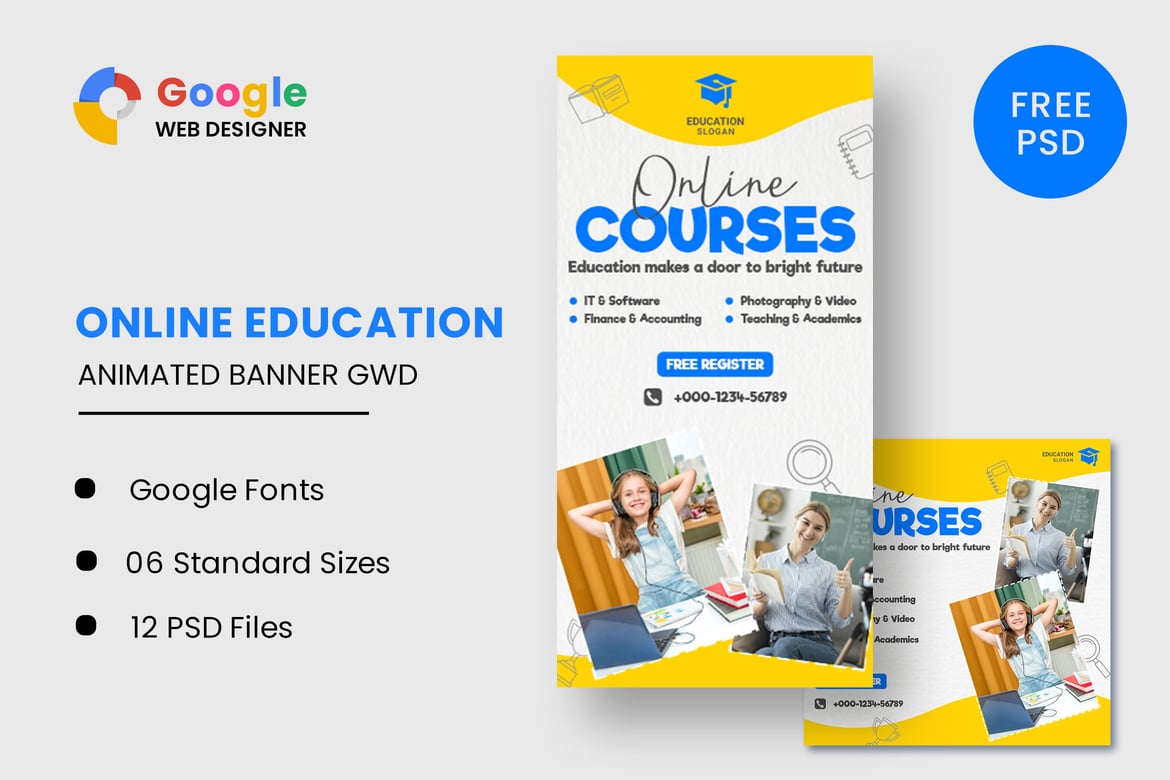 Template Banner HTML5 untuk Kursus Online yang Menarik dan Profesional