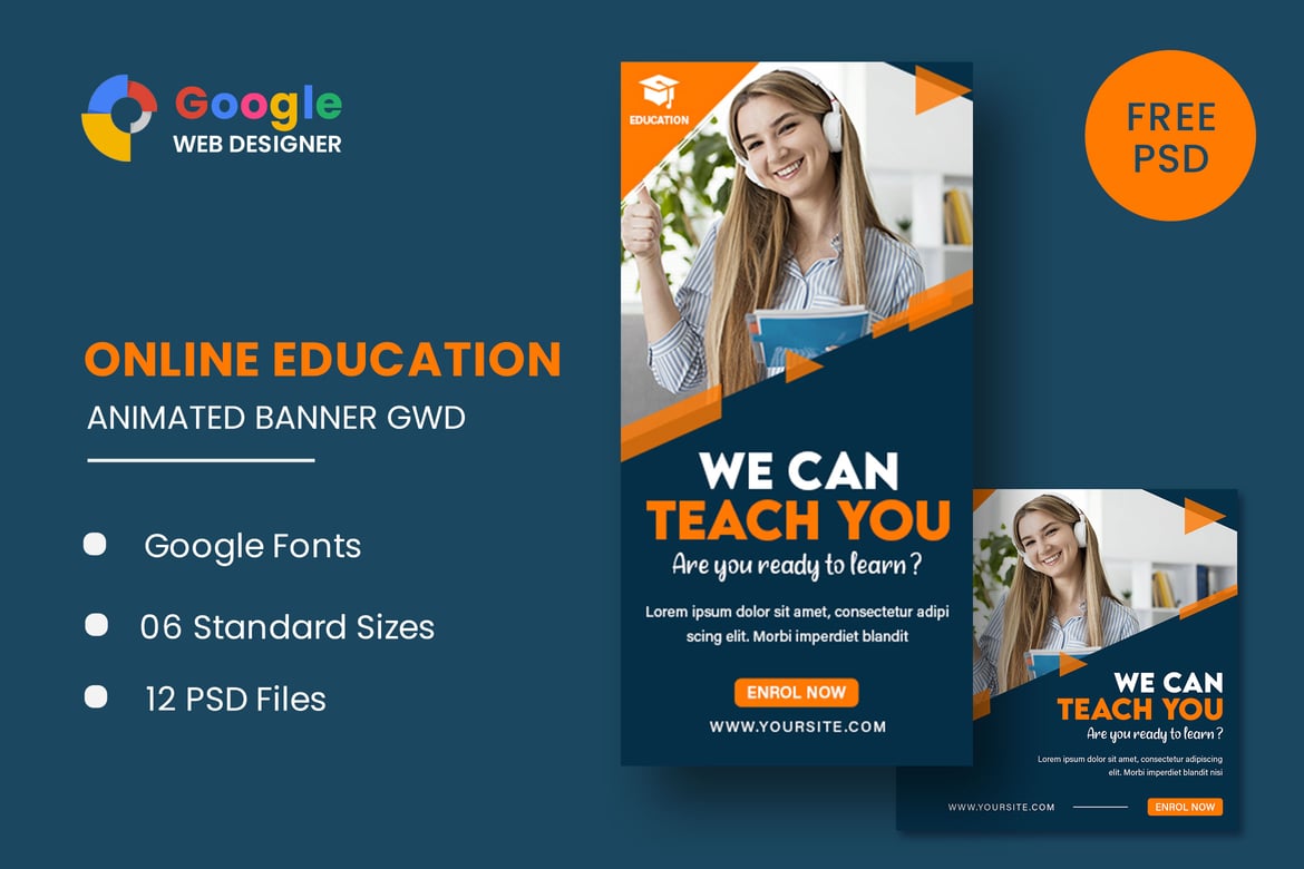 Template Website Banner Animasi Pendidikan Online yang Menarik