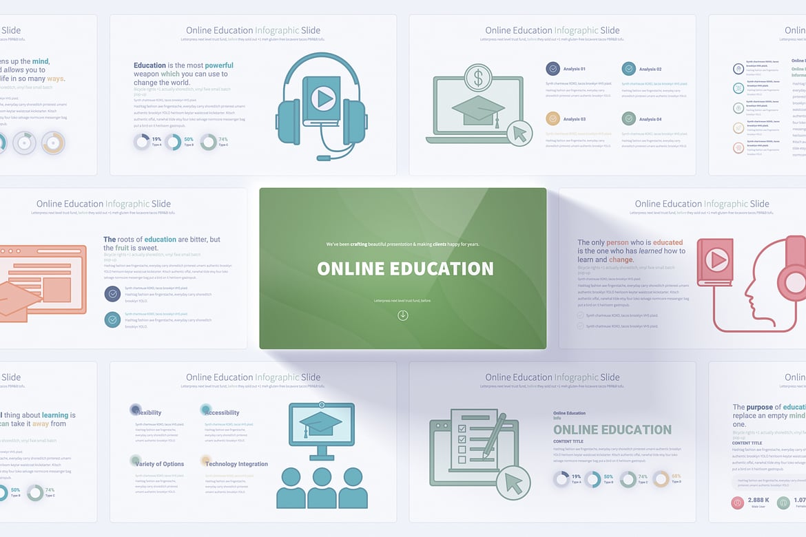 Template Presentasi PowerPoint untuk Pendidikan Online yang Menarik