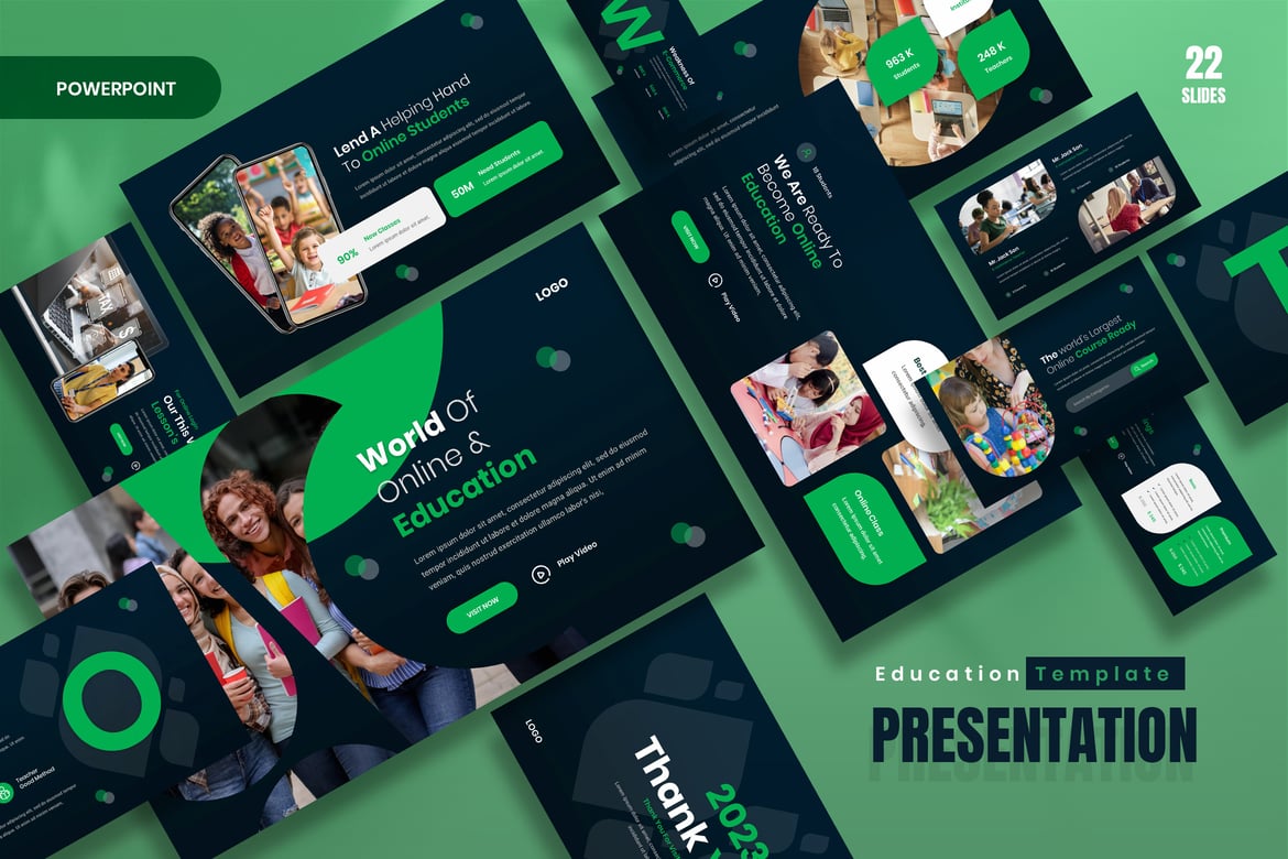 Template Presentasi PowerPoint untuk Pendidikan Online yang Menarik
