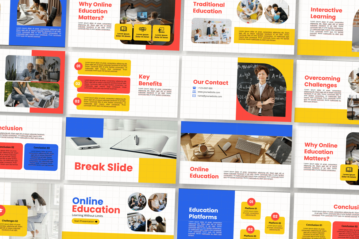 Template Powerpoint Presentasi Pendidikan Daring yang Modern dan Elegan