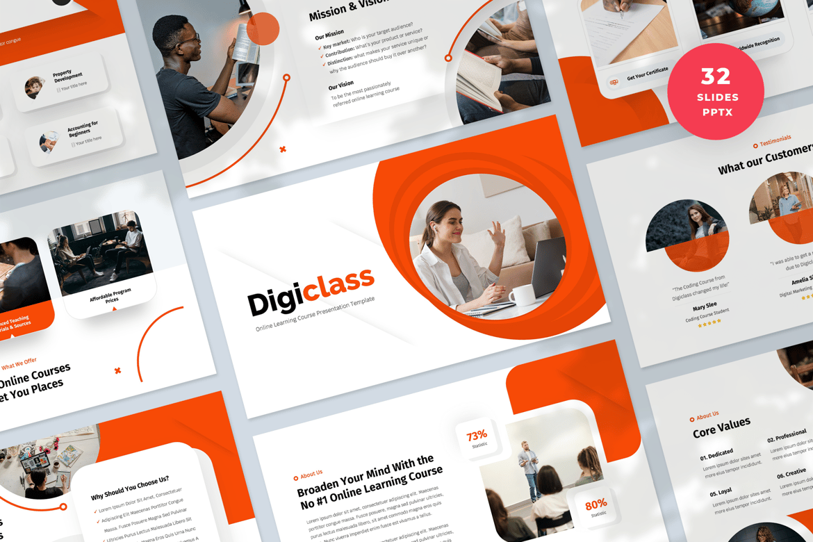 Template Presentasi PowerPoint untuk Pendidikan Daring yang Modern dan Profesional