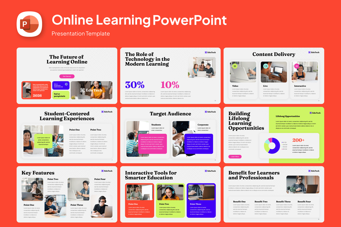Template Presentasi PowerPoint untuk Pendidikan Daring yang Menarik