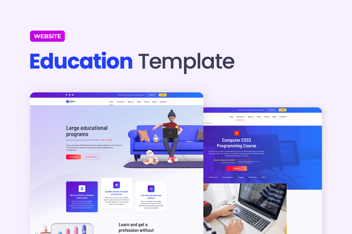 Template Website Pendidikan Online Edison yang Menarik dan Responsif
