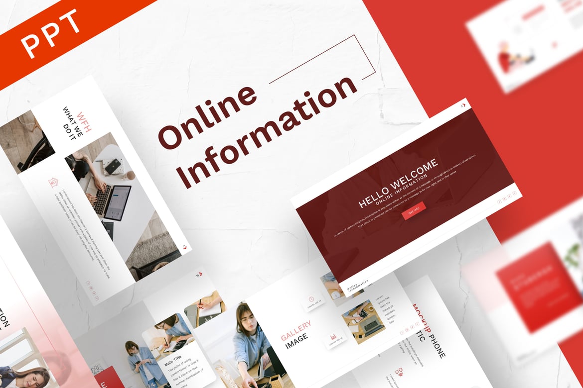 Template PowerPoint Presentasi Informasi Online yang Menarik dan Profesional