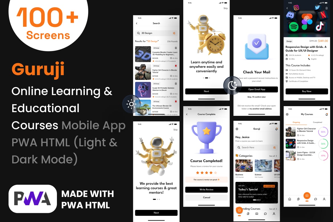 Template Website Aplikasi Pembelajaran Online Guruji - PWA HTML