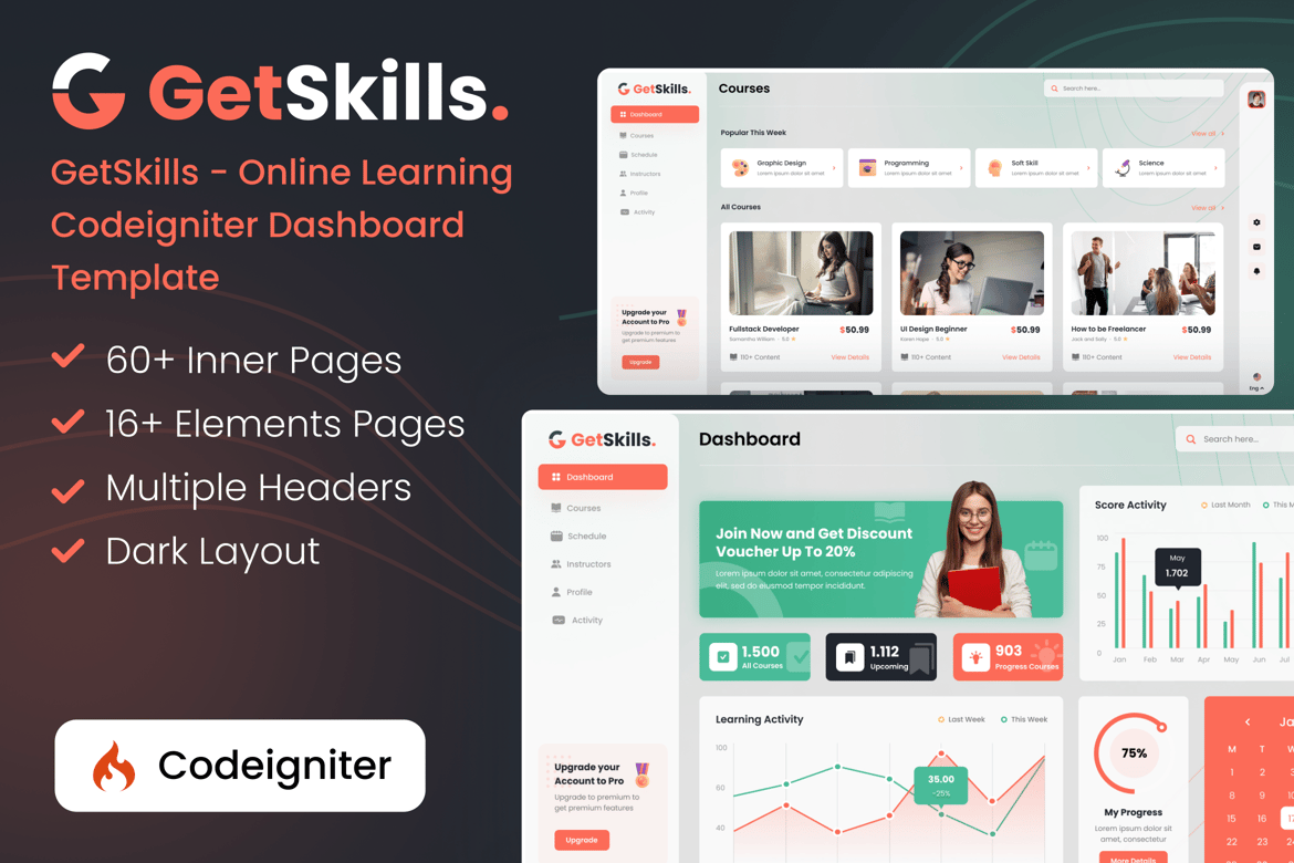 Template Website Dashboard Admin Pembelajaran Online CodeIgniter