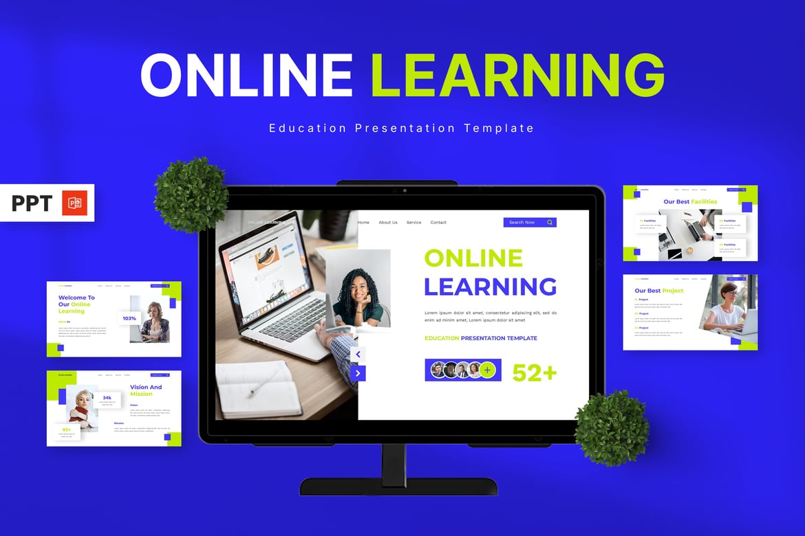 Template PowerPoint Pembelajaran Daring yang Menarik