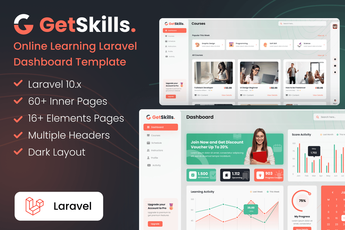 Template Website Admin Laravel untuk Pembelajaran Online yang Modern