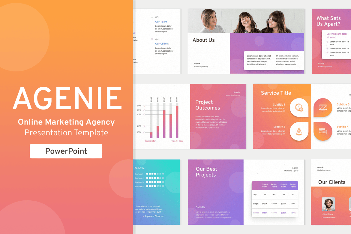 Template Presentasi PowerPoint untuk Agen Pemasaran Online yang Modern dan Profesional