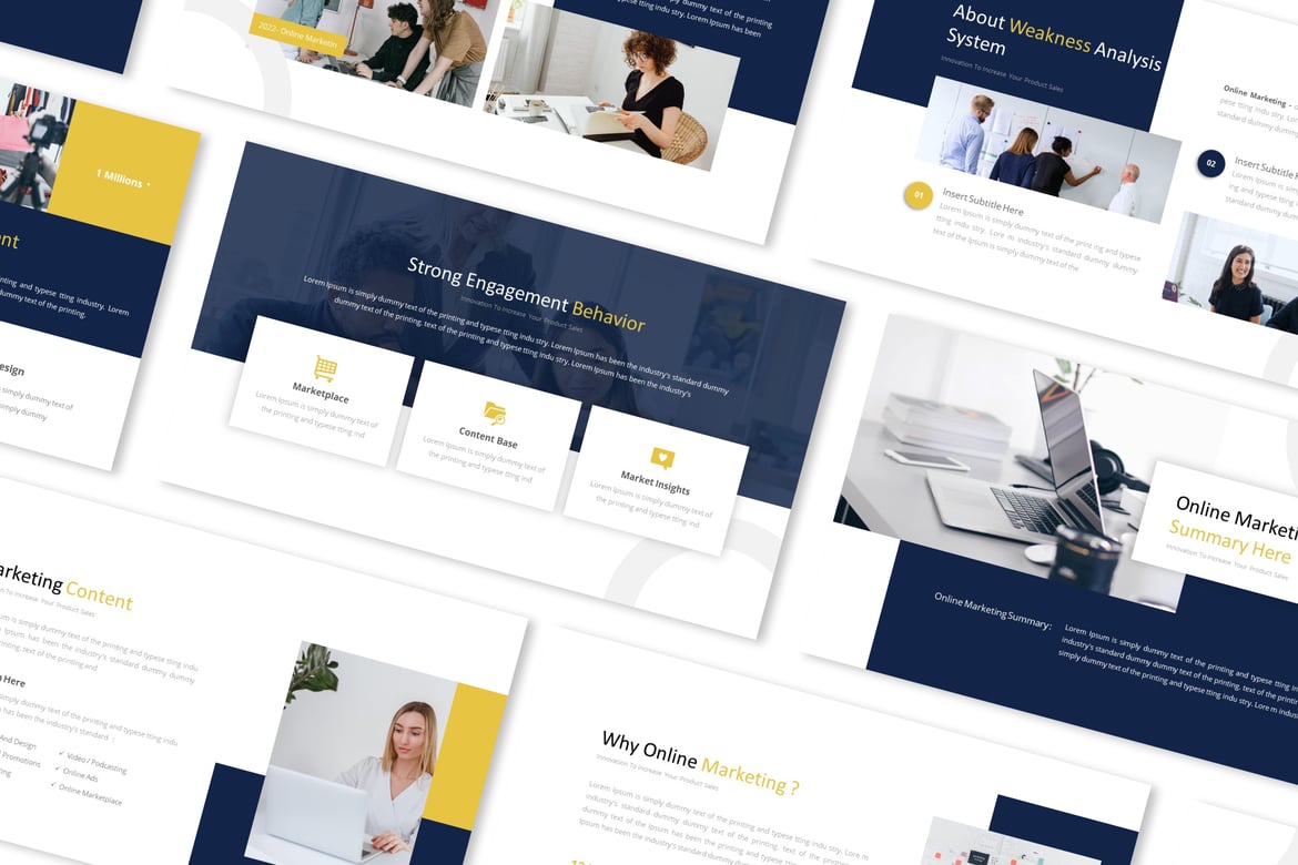 Template Presentasi PowerPoint untuk Pemasaran Online yang Menarik