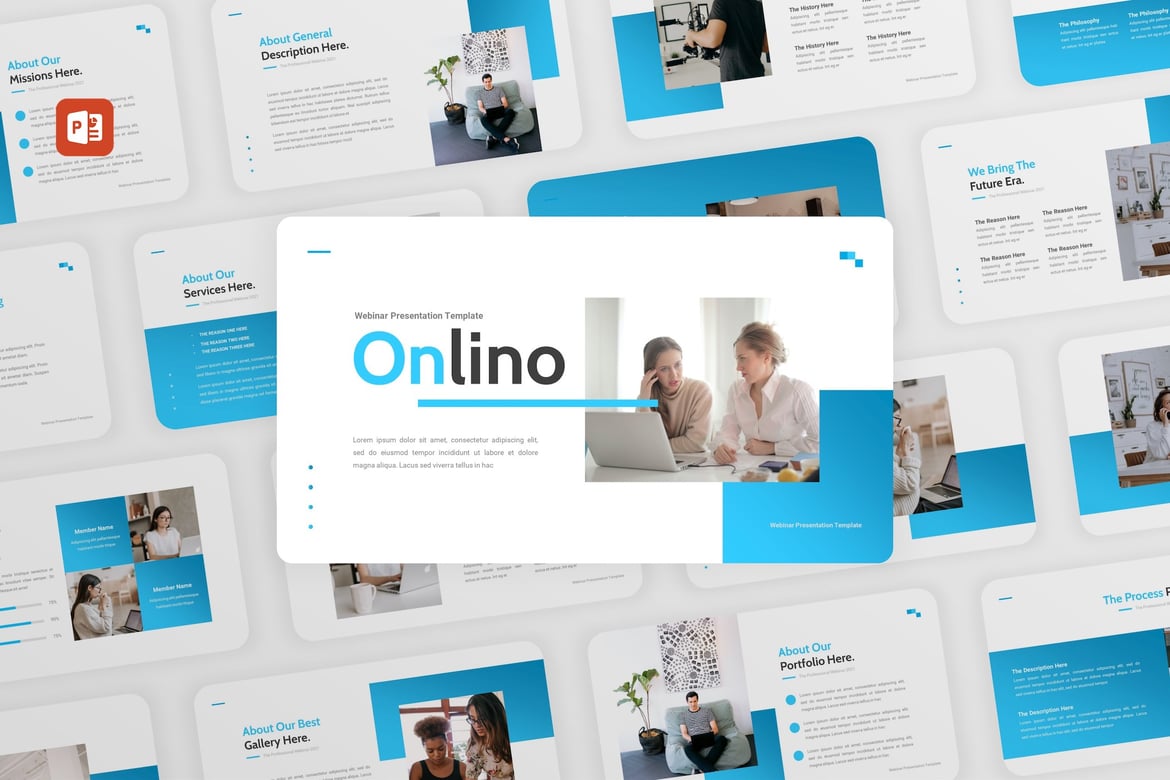 Template PowerPoint Bisnis Webinar Onlino yang Menarik