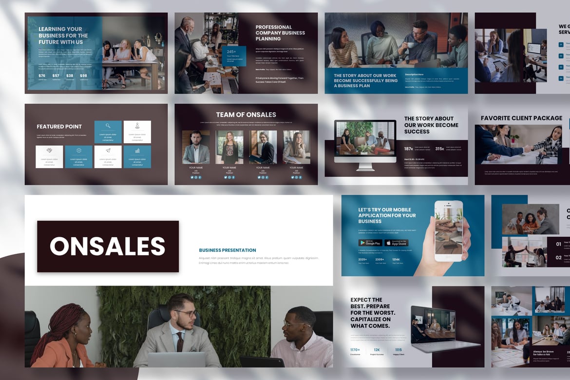 Template Presentasi PowerPoint Bisnis Onsales yang Menarik