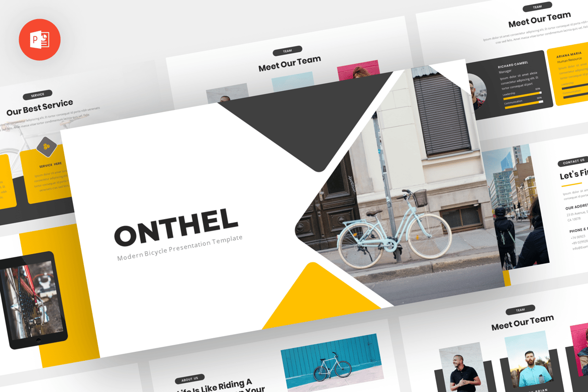 Template Presentasi PowerPoint Onthel - Desain Sepeda Modern dan Profesional