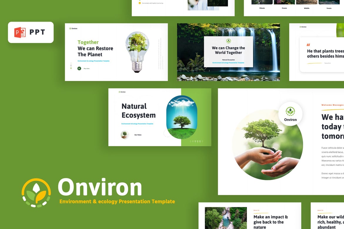 Onviron - Template Powerpoint Lingkungan yang Modern dan Menarik