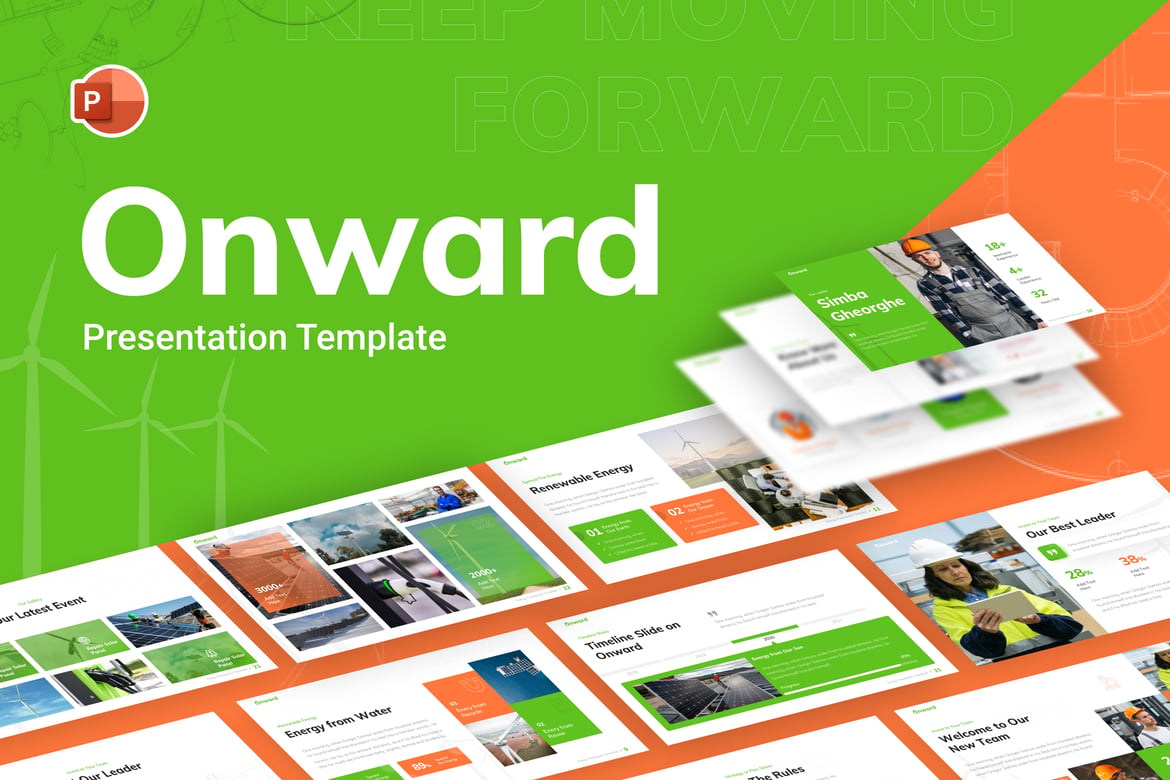 Template PowerPoint Kreatif Onward Industry yang Menarik