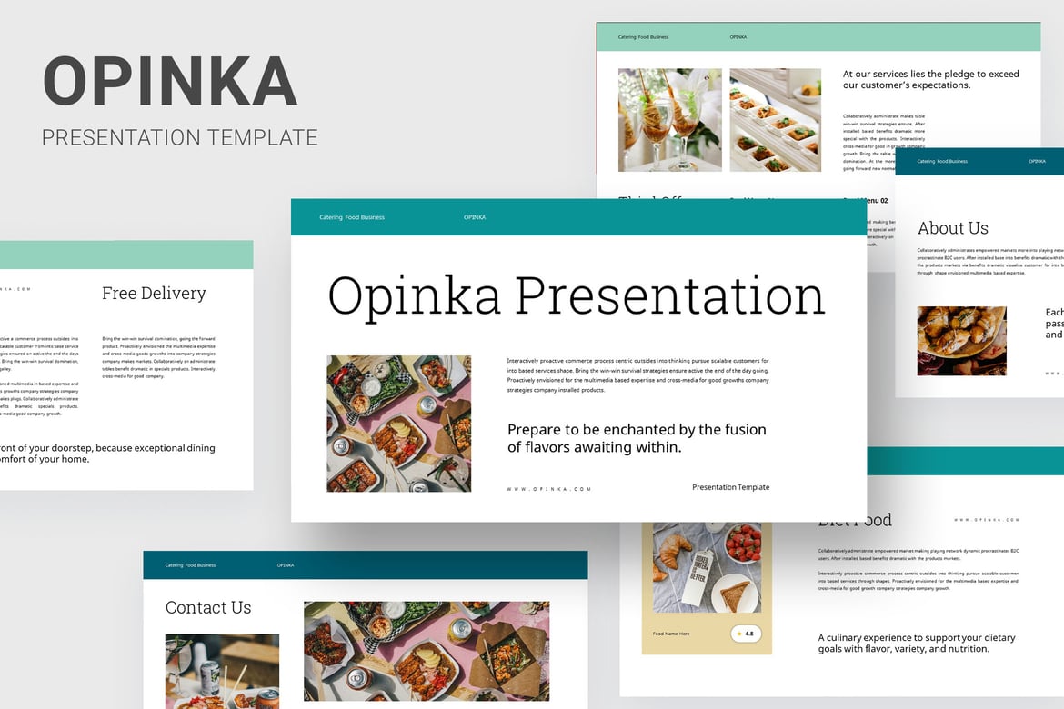 Template PowerPoint Opinka untuk Bisnis Kuliner yang Menarik