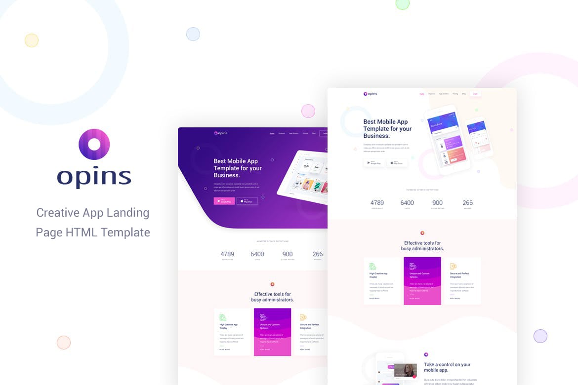 Opins - Template Website Landing Page Kreatif untuk Aplikasi