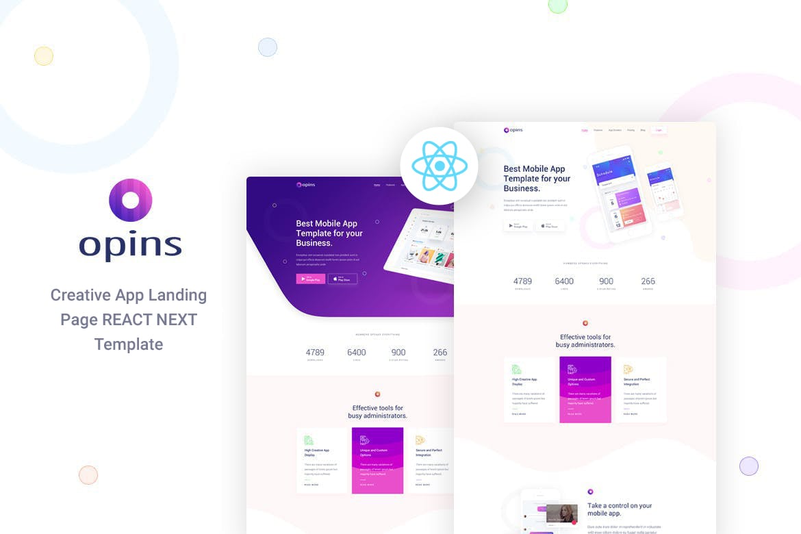 Opins - Template Website Landing Page Aplikasi Modern Berbasis React Next