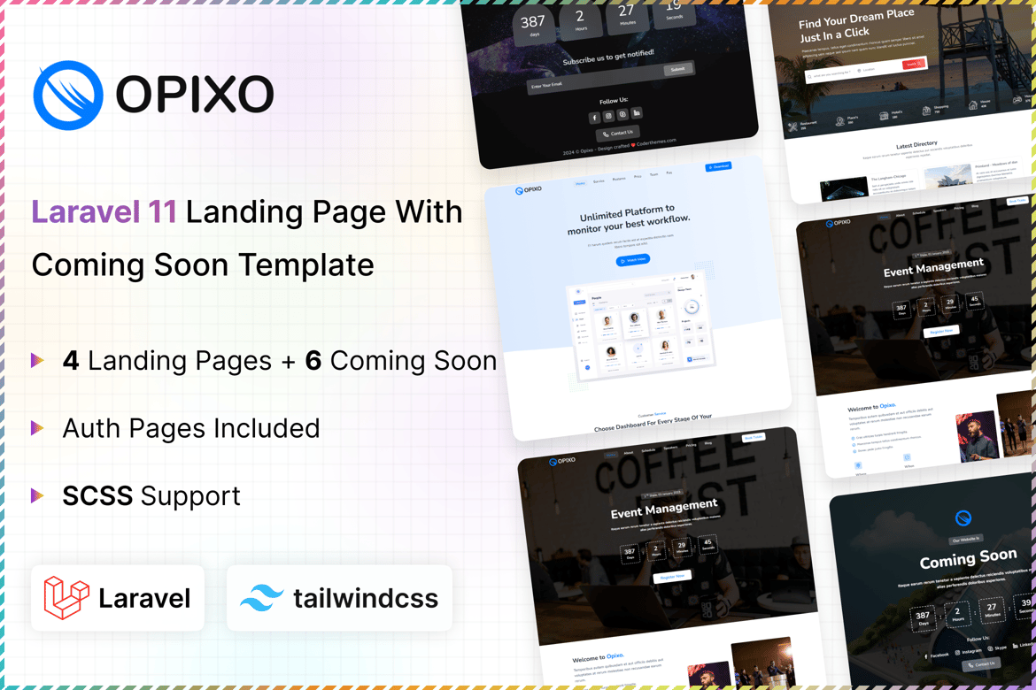 Opixo - Template Website Landing Page Laravel dengan Tailwind CSS