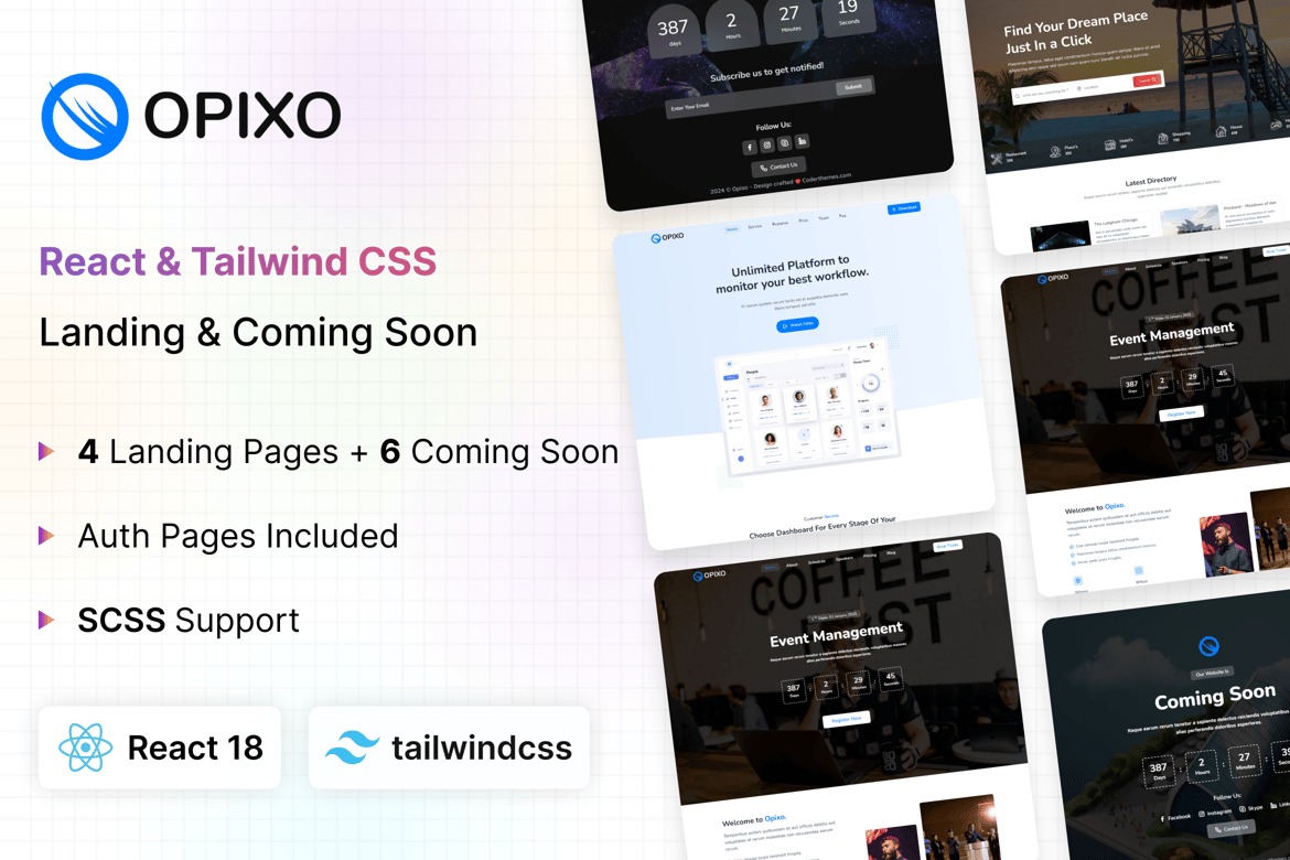 Opixo - Template Website Landing dan Coming Soon Modern