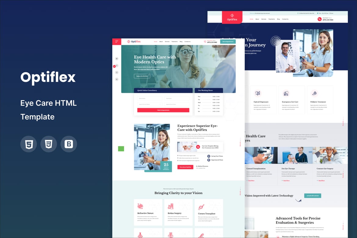 Optiflex - Template Website Perawatan Mata yang Modern dan Responsif