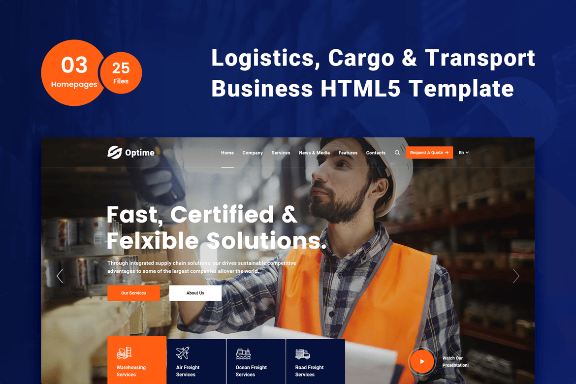 Optime - Template Website HTML5 untuk Logistik dan Transportasi yang Fleksibel