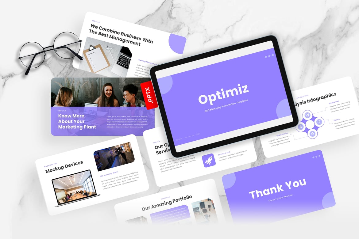 Template PowerPoint Optimiz – Solusi Kreatif untuk Presentasi SEO Marketing