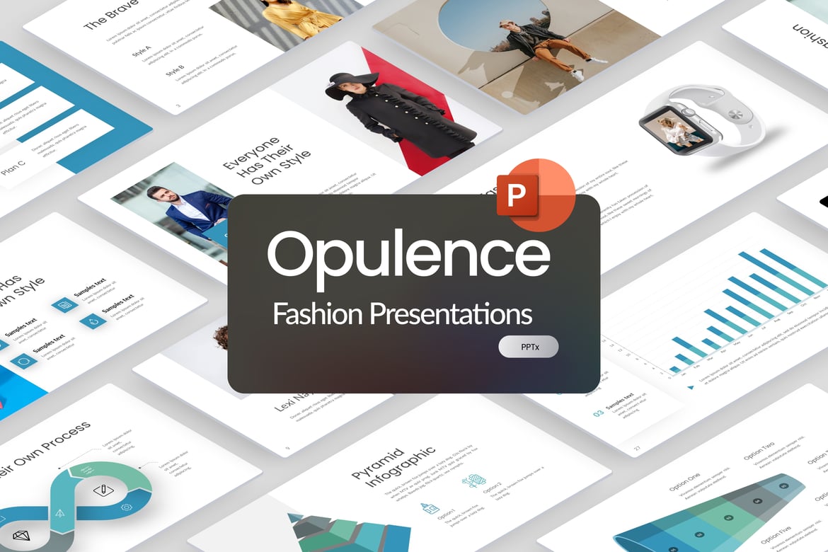 Template Presentasi PowerPoint Minimalis Opulence Fashion yang Futuristik