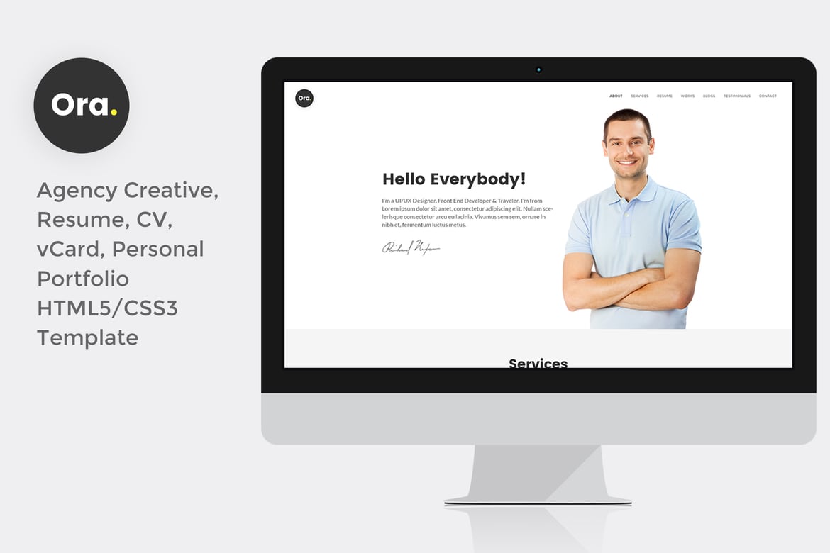Template Website Portfolio Pribadi Ora - vCard dan Resume Modern