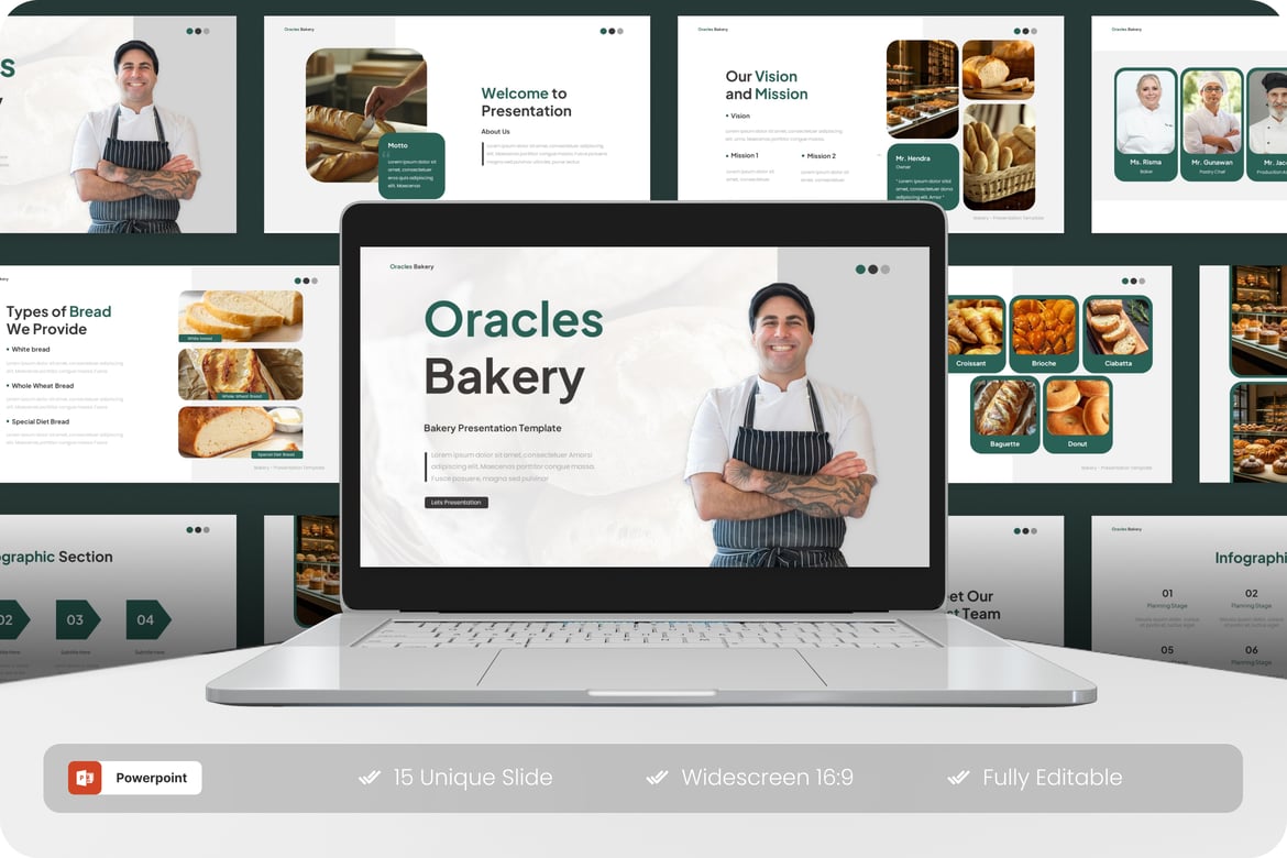 Template Presentasi PowerPoint Oracles Bakery - Solusi Kreatif untuk Bisnis Kue Anda