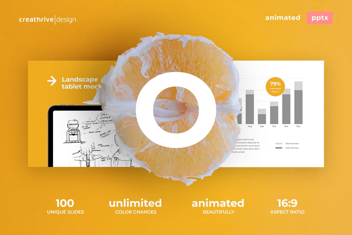 Template PowerPoint Animasi Warna Oranye yang Menarik