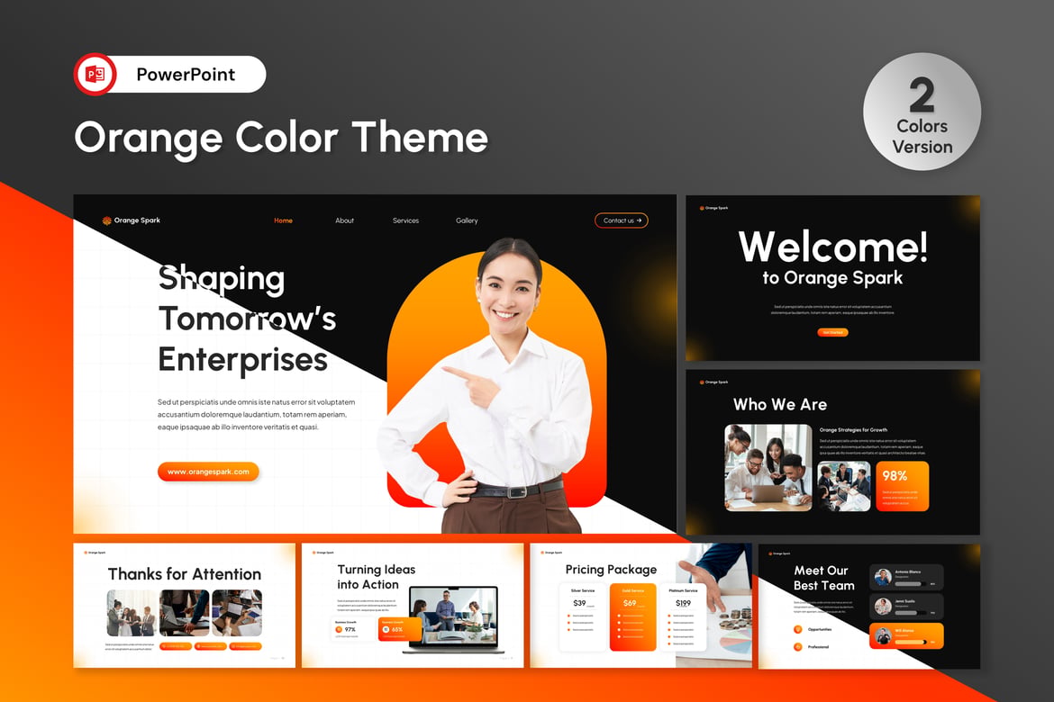 Template PowerPoint Tema Warna Oranye yang Menarik