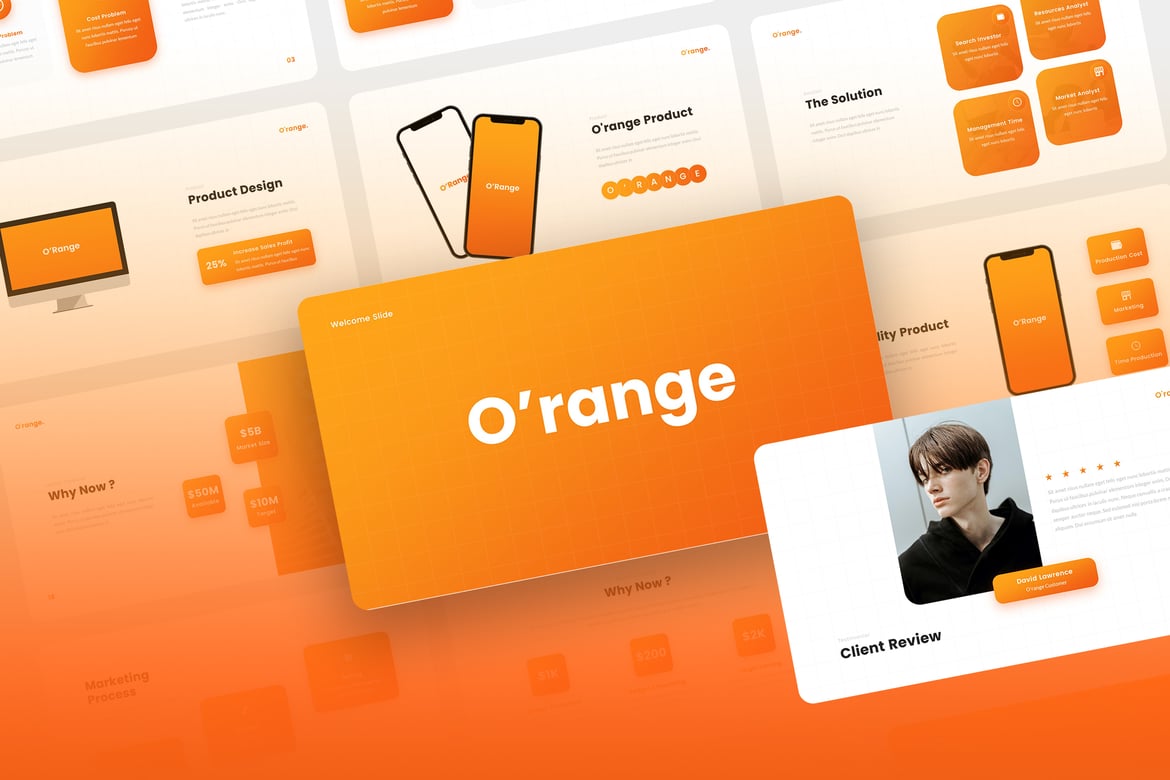Template PowerPoint O’range - Presentasi Pitch Deck Kreatif yang Menarik