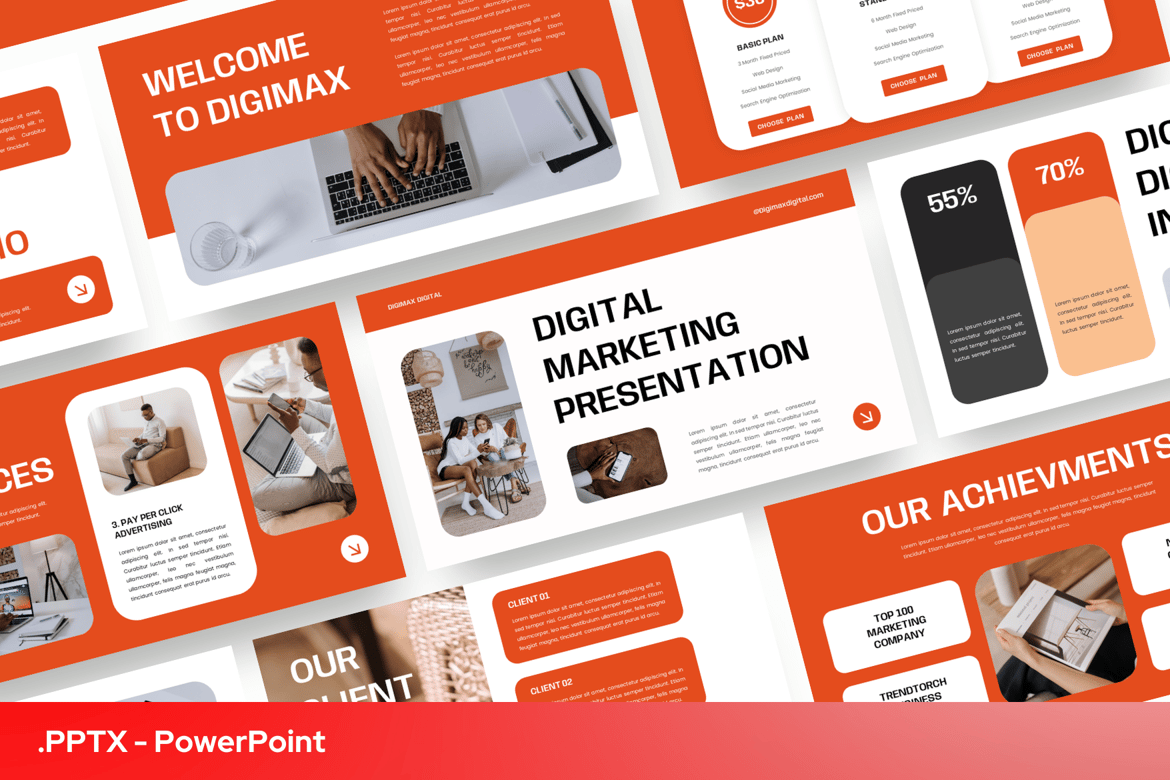 Template Presentasi PowerPoint Digital Berwarna Oranye yang Menarik