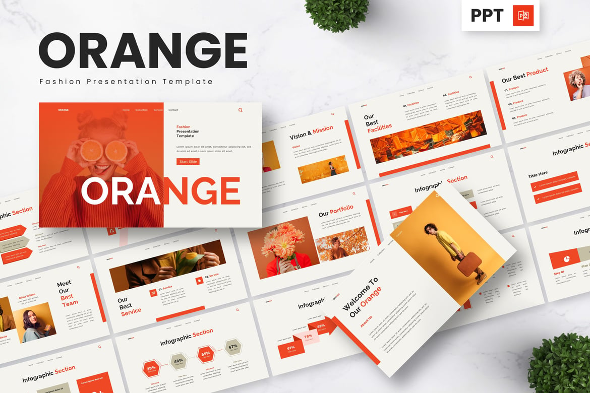 Template Presentasi Fashion Berwarna Orange yang Stylish