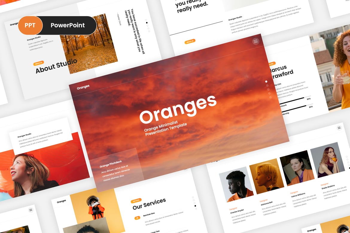 Template PowerPoint Minimalis Oranye yang Menarik