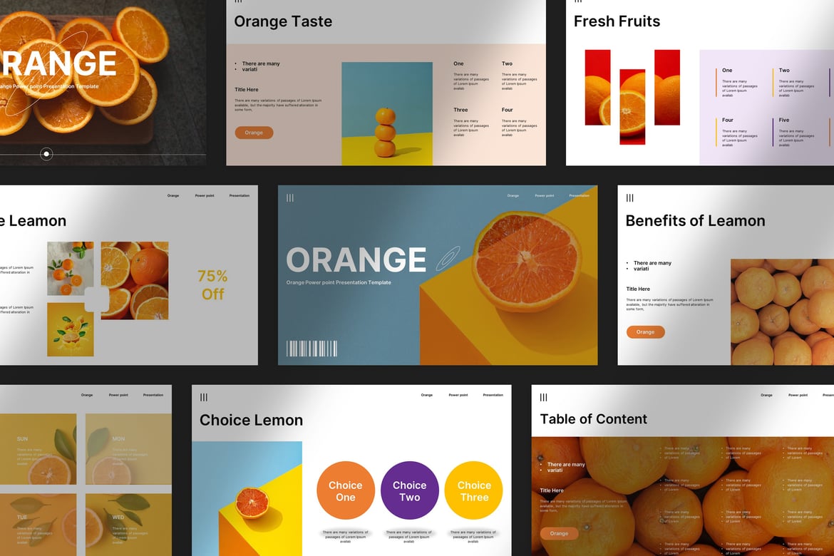 Template Presentasi PowerPoint Berwarna Oranye yang Elegan