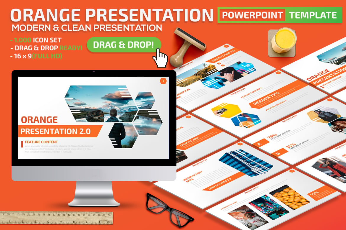 Template Presentasi PowerPoint Warna Oranye yang Menarik