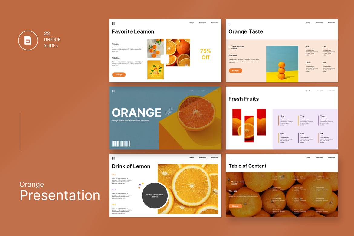 Template Presentasi PowerPoint Warna Oranye yang Menarik
