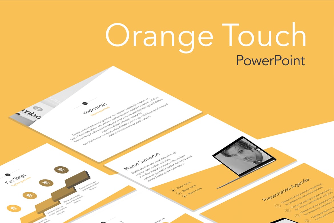 Template PowerPoint Sentuhan Oranye yang Profesional
