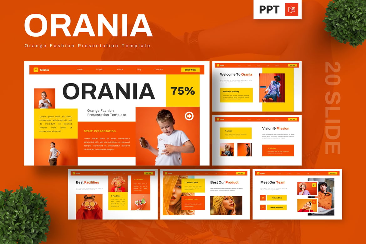 Template Presentasi Fashion Orania - Nuansa Oranye yang Elegan